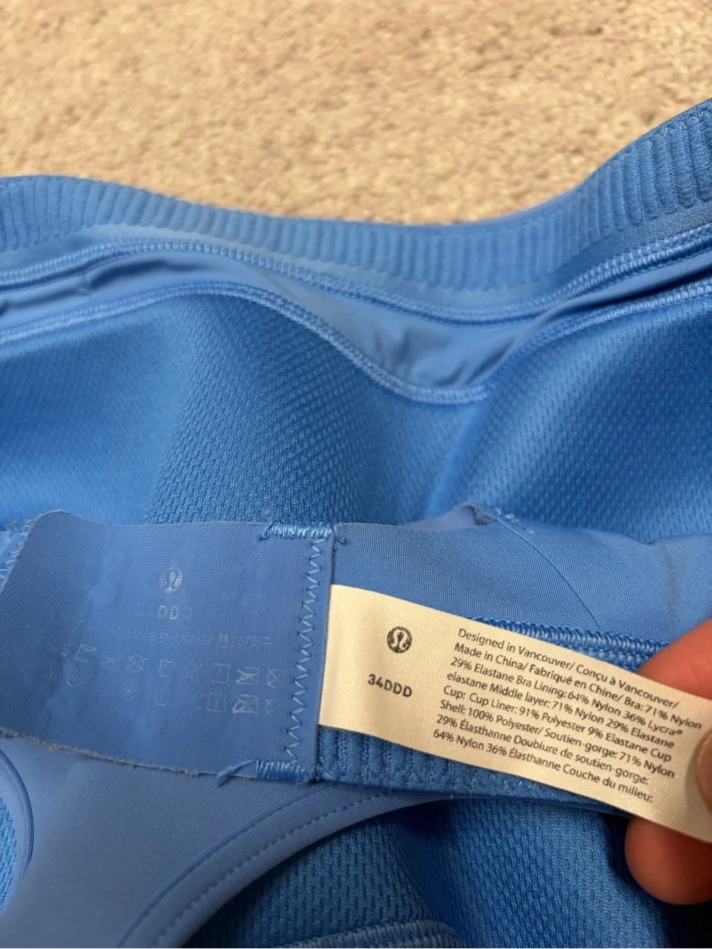 Bundles of 2: Lululemon Blue Sports Bra (34ddd) with Neon Yellow Top (size 4)